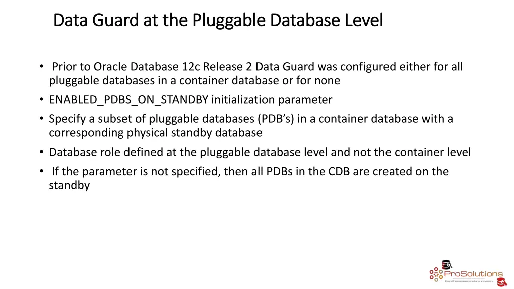 data guard at the pluggable database level data