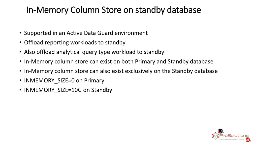 in in memory column store on standby database