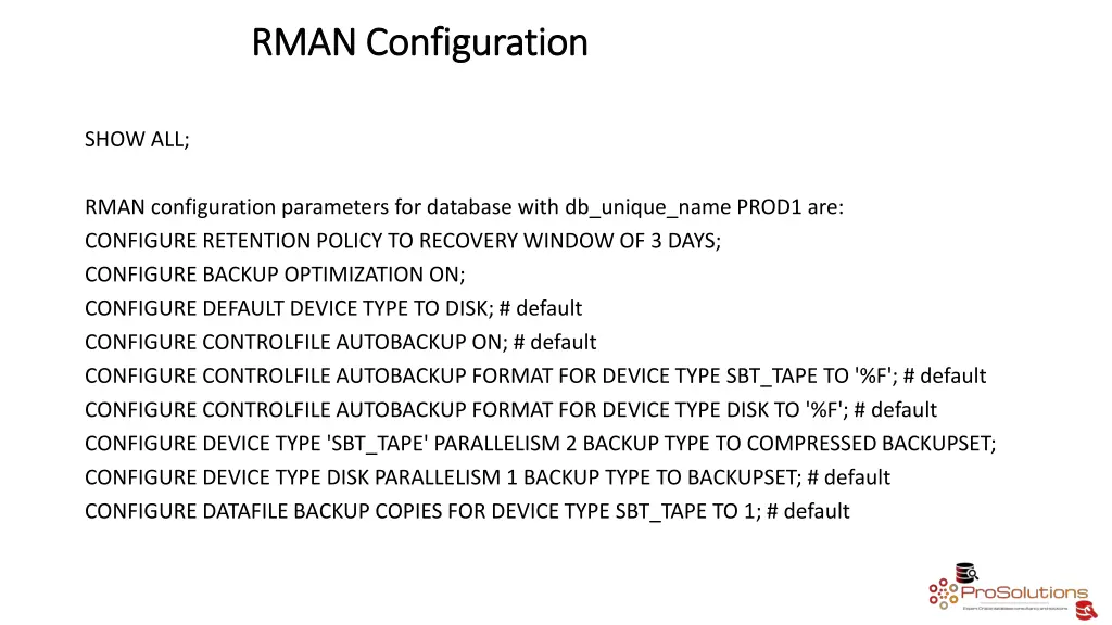 rman configuration rman configuration