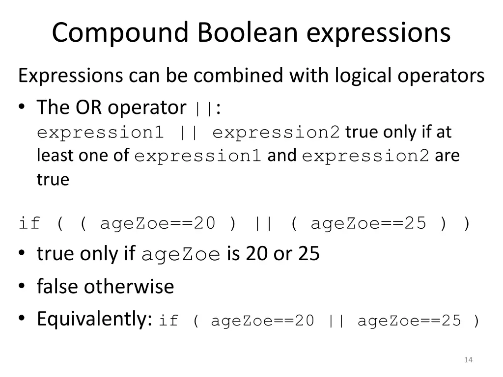 compound boolean expressions 1