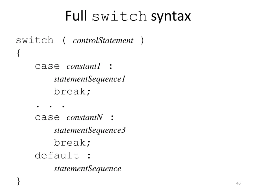 full switch syntax