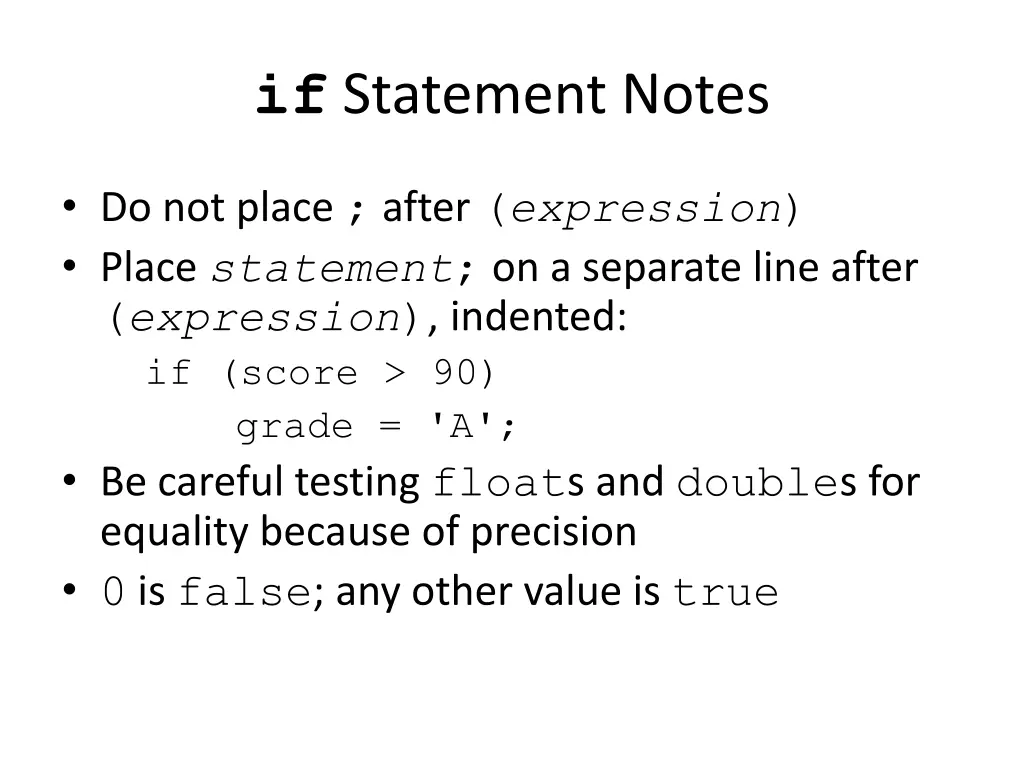 if statement notes