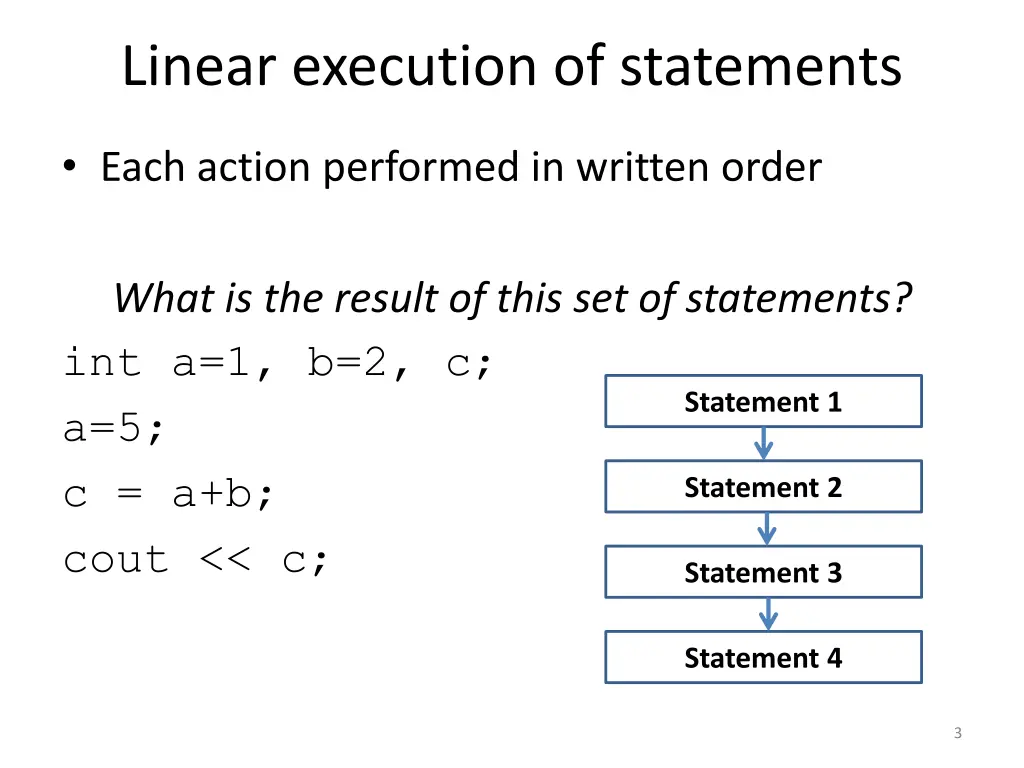 linear execution of statements 1