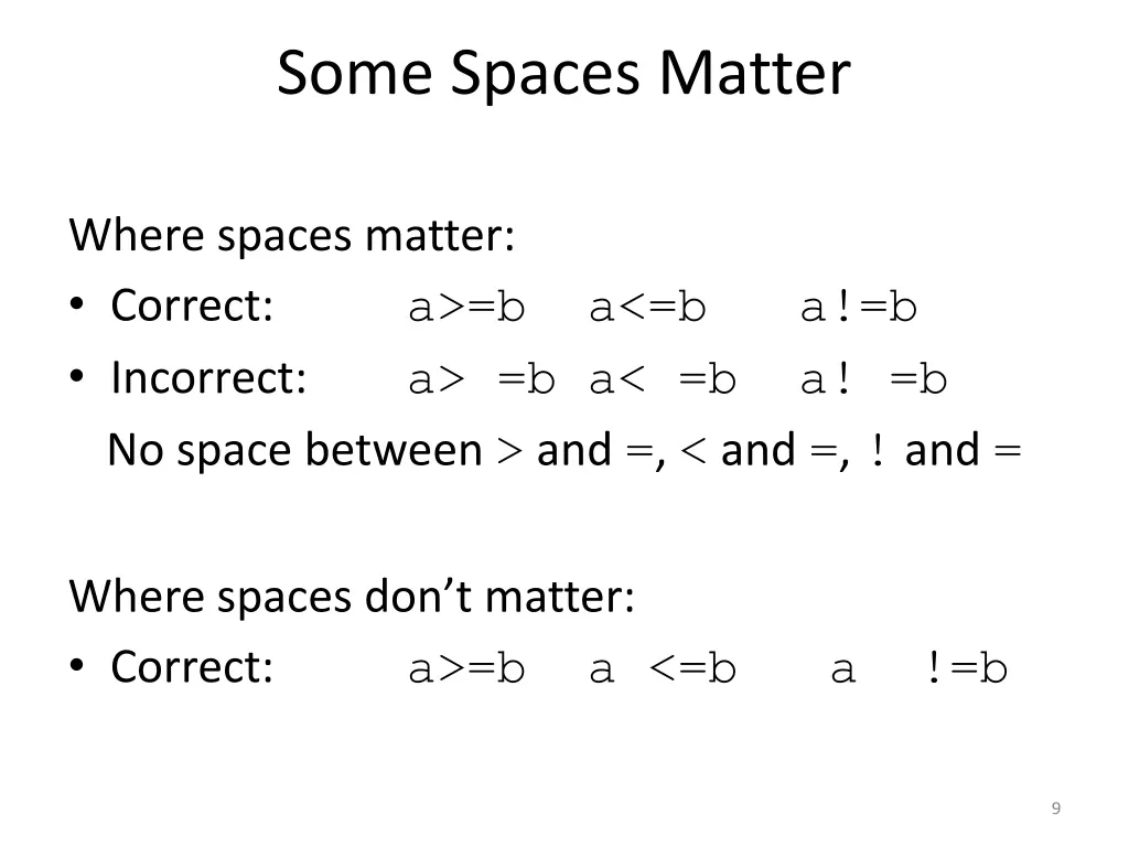 some spaces matter