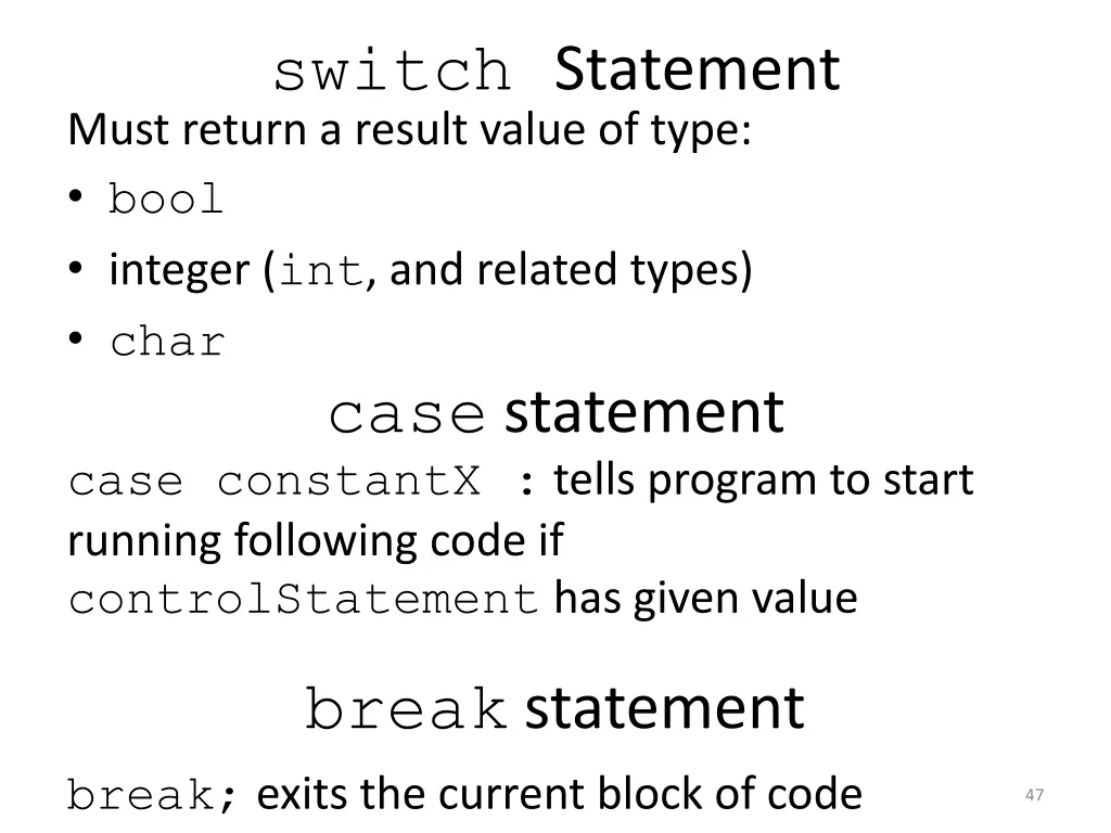 switch statement must return a result value