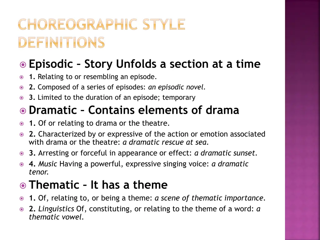 choreographic style definitions