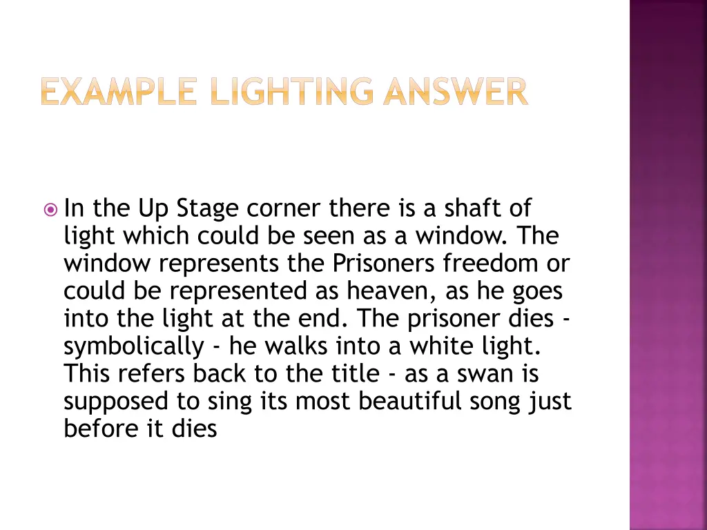 example lighting answer