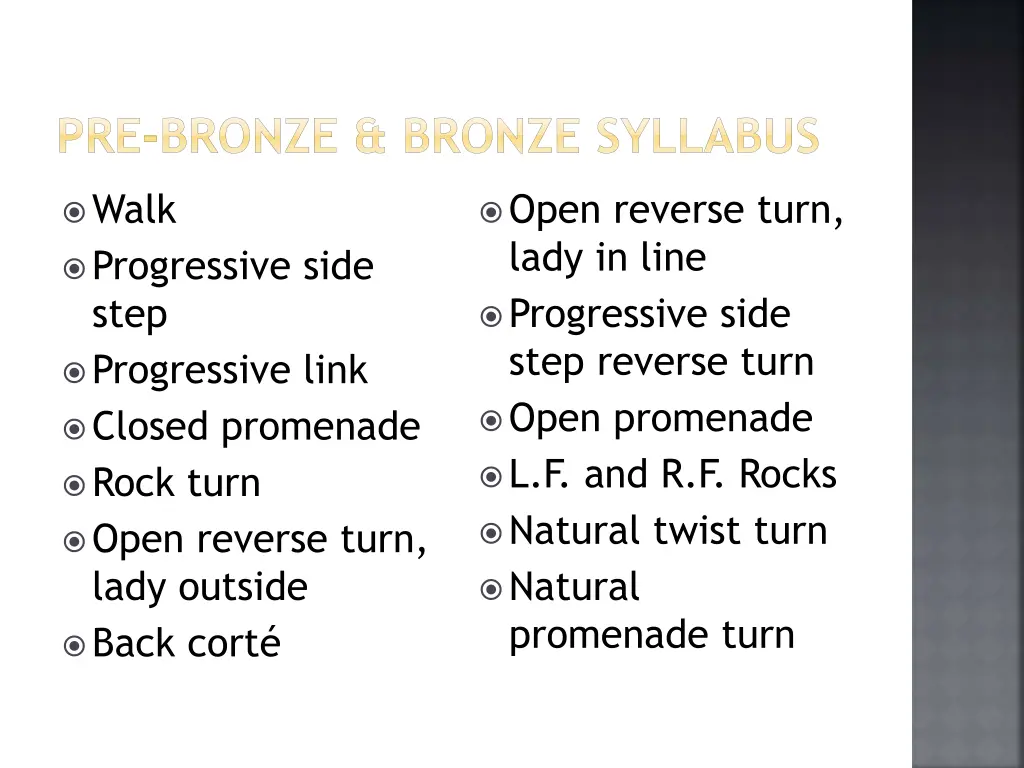 pre bronze bronze syllabus