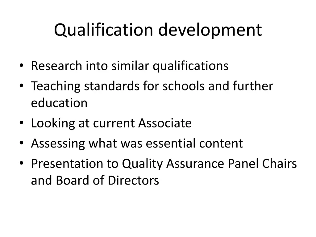 qualification development