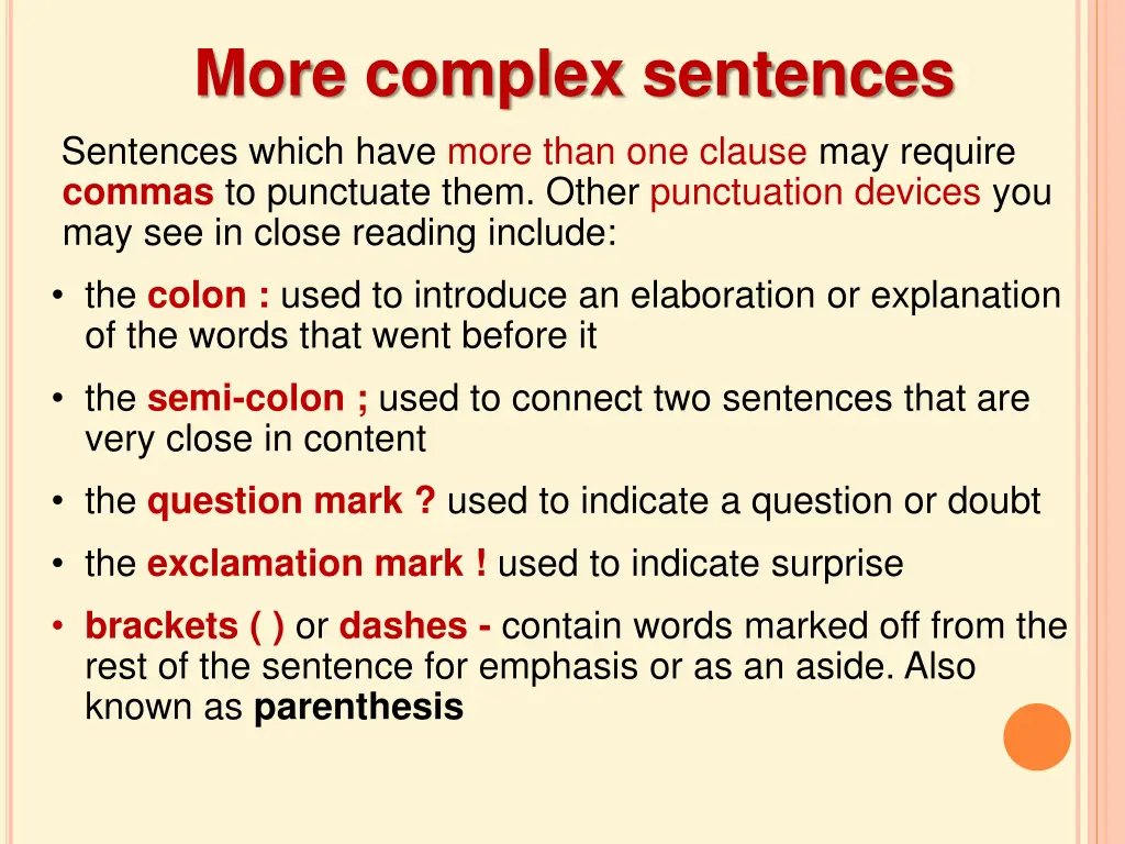 more complex sentences sentences which have more