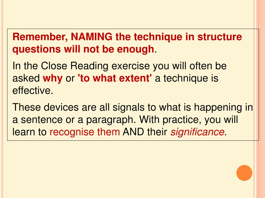 remember naming the technique in structure