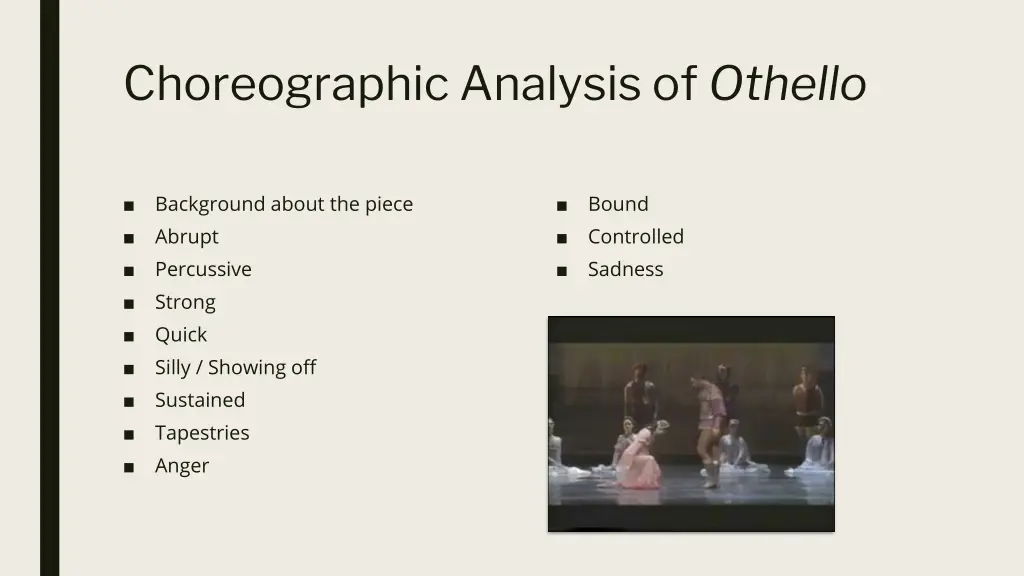 choreographic analysis of othello