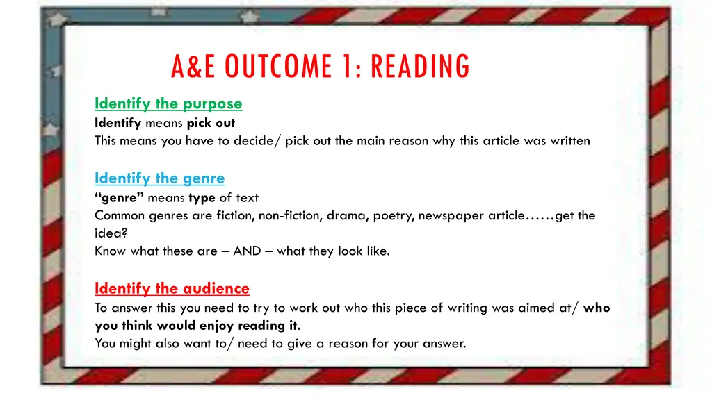 a e outcome 1 reading 1