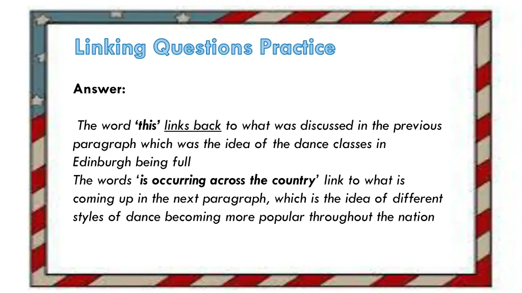 linking questions practice 1