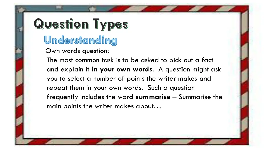 question types understanding 1