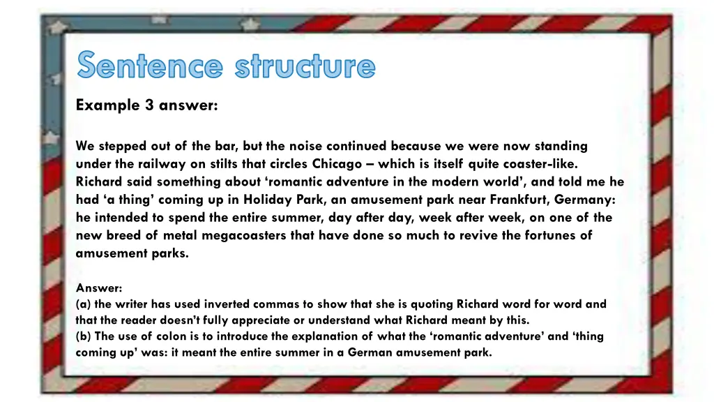 sentence structure example 3 answer