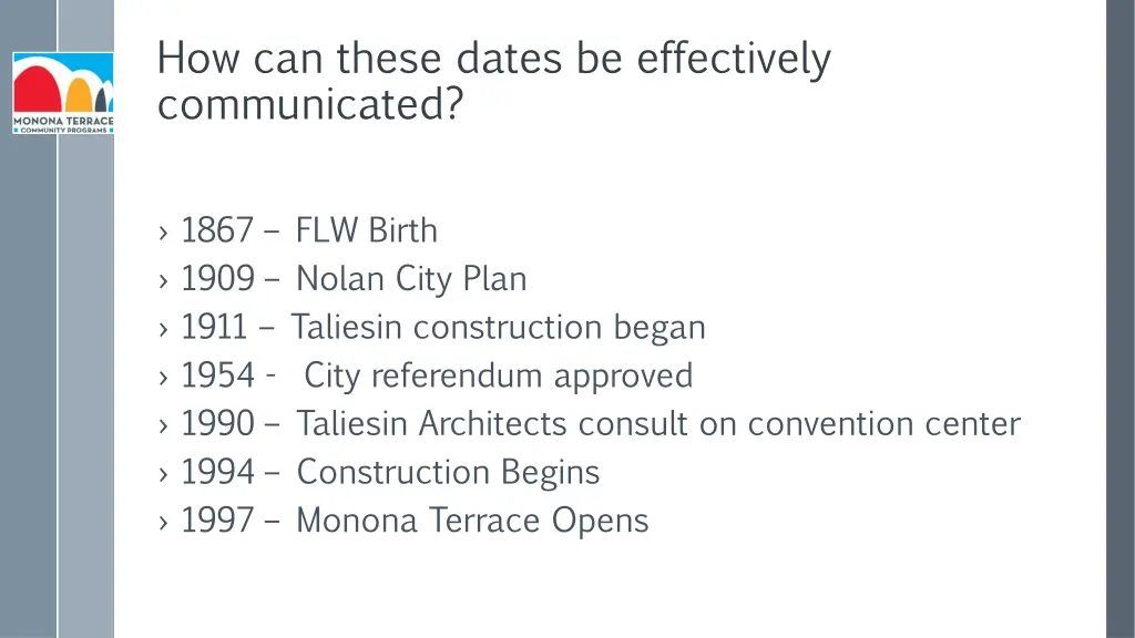 how can these dates be effectively communicated