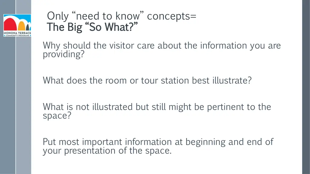 only need to know concepts the big so what