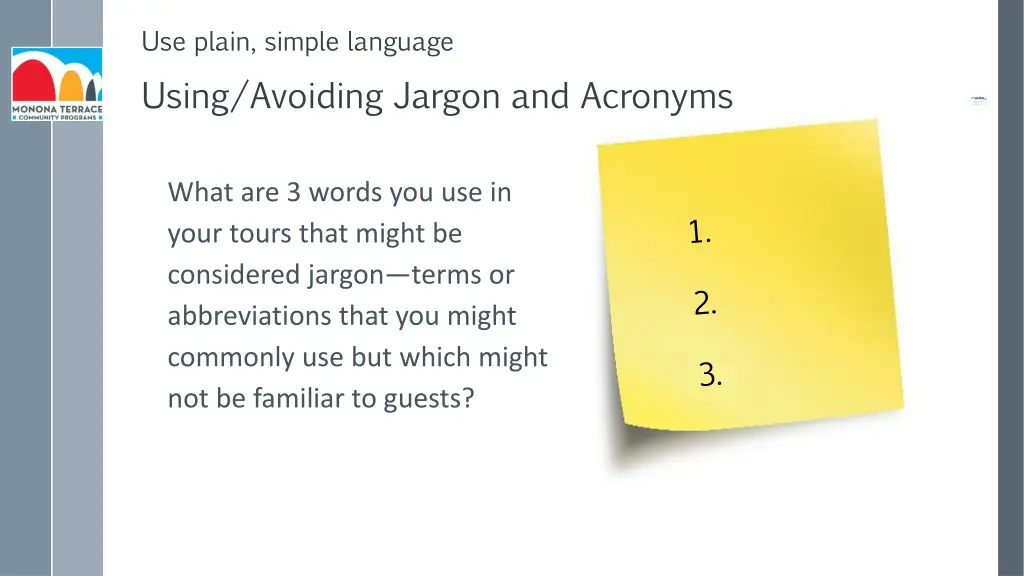 use plain simple language using avoiding jargon