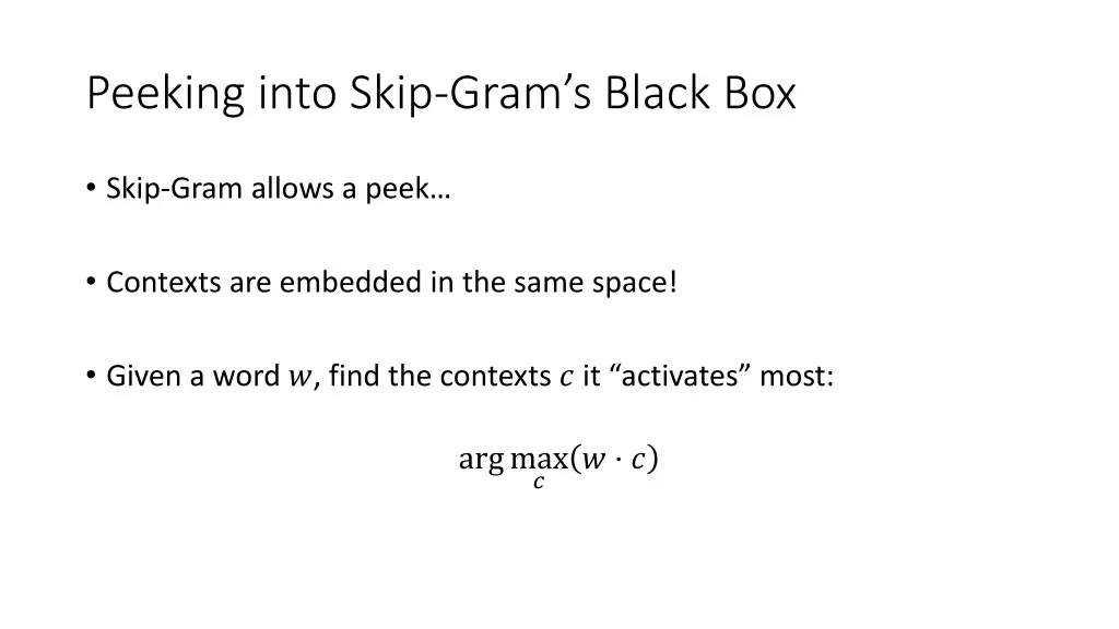 peeking into skip gram s black box