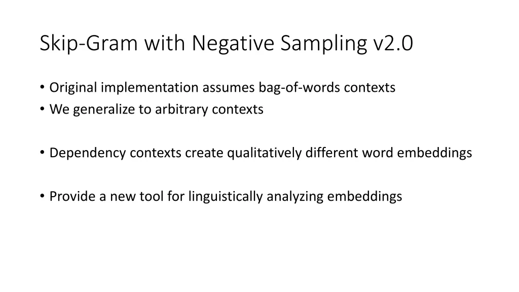 skip gram with negative sampling v2 0