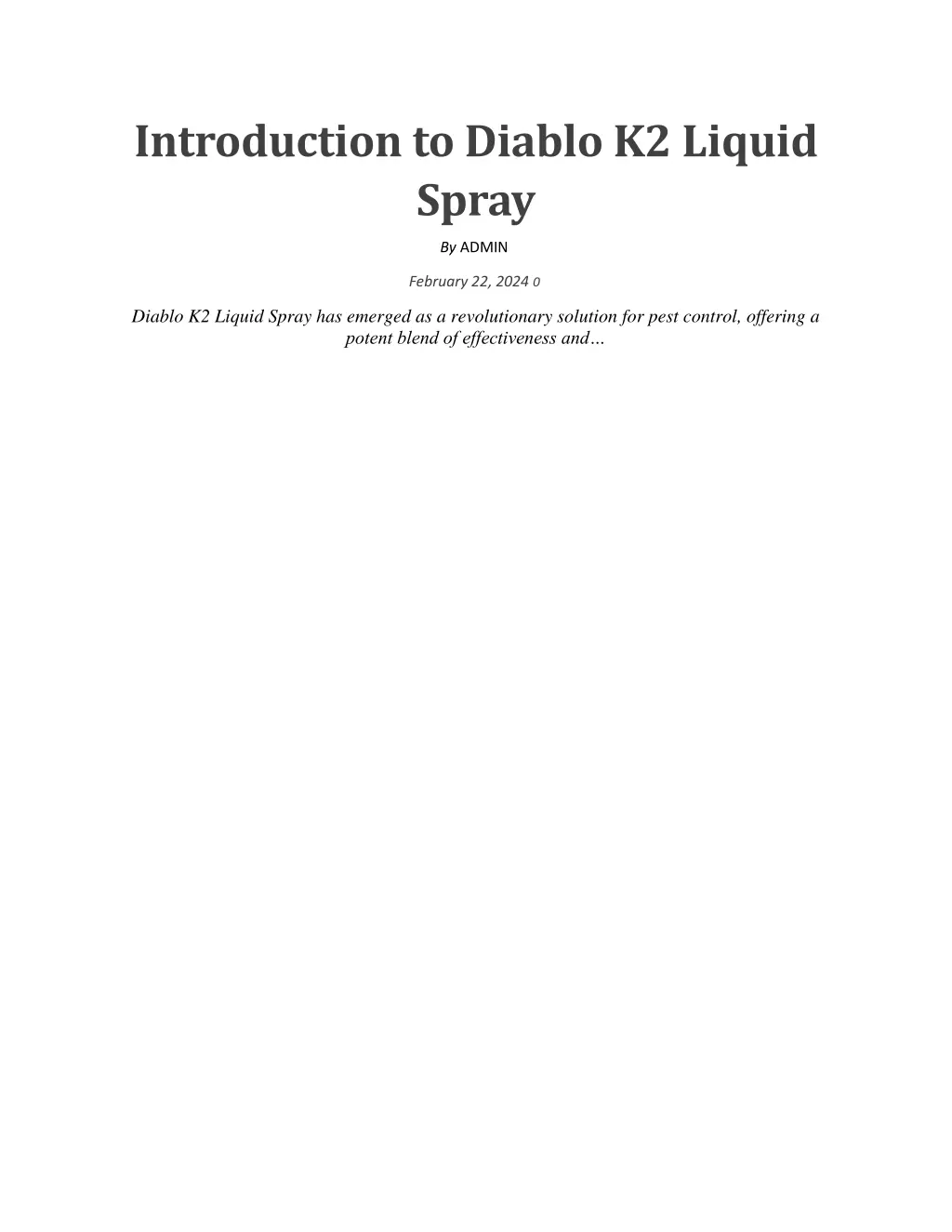 introduction to diablo k2 liquid spray