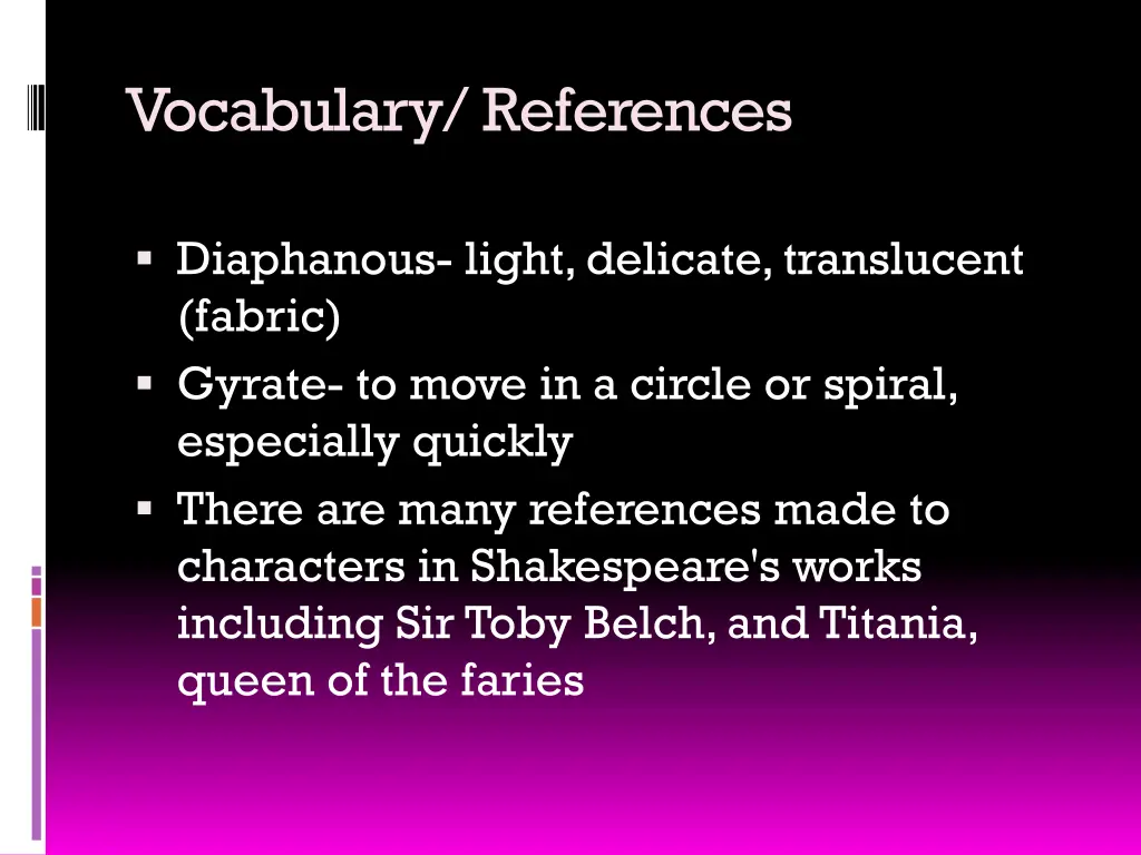 vocabulary references