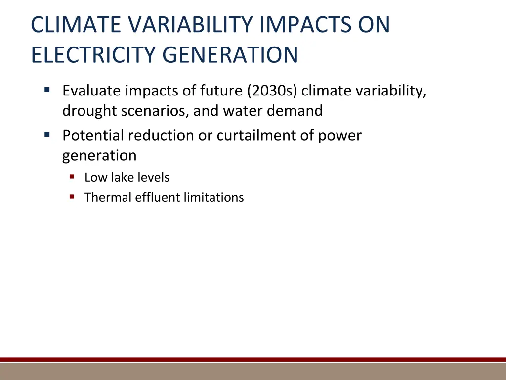 climate variability impacts on electricity