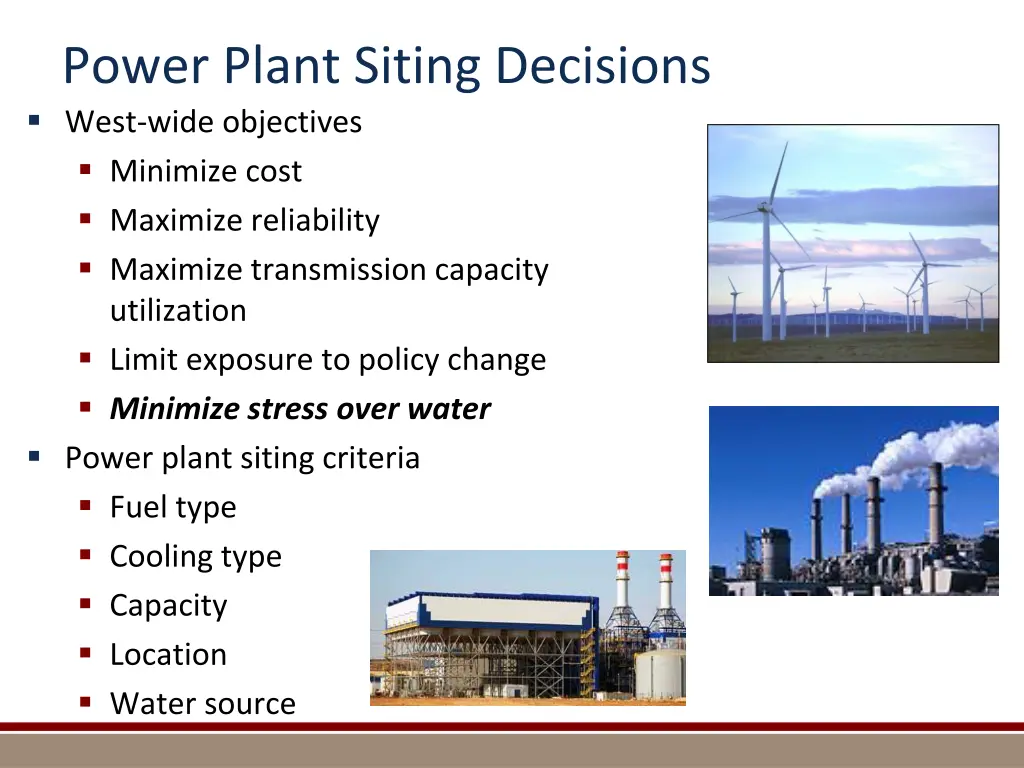 power plant siting decisions west wide objectives