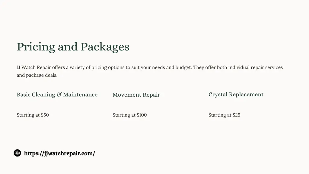 pricing and packages