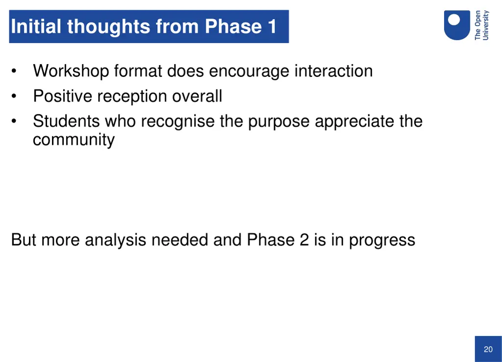 initial thoughts from phase 1