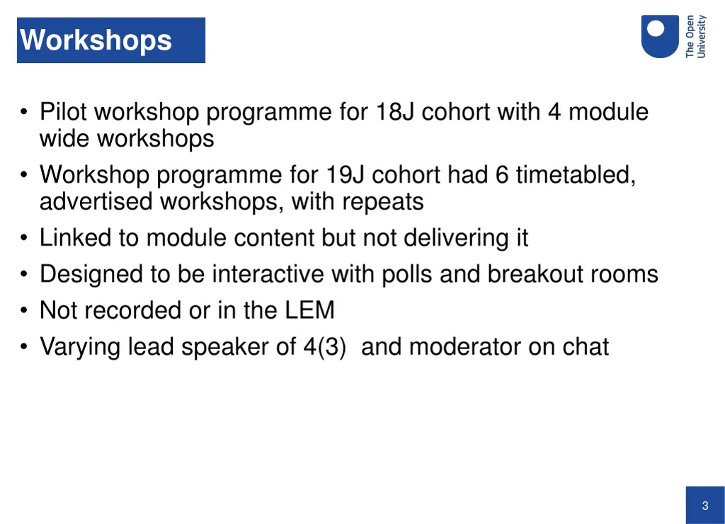 workshops