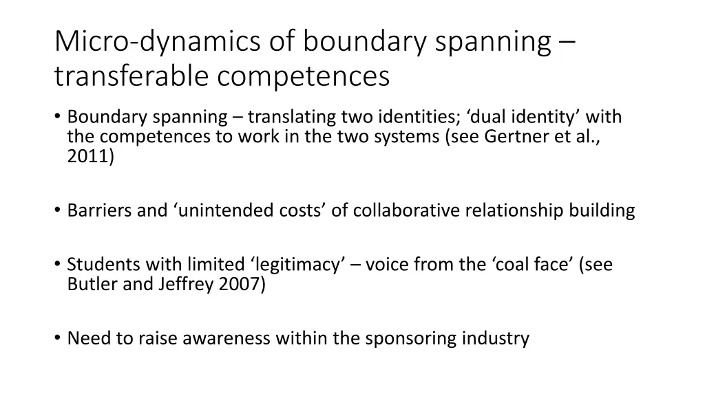 micro dynamics of boundary spanning transferable