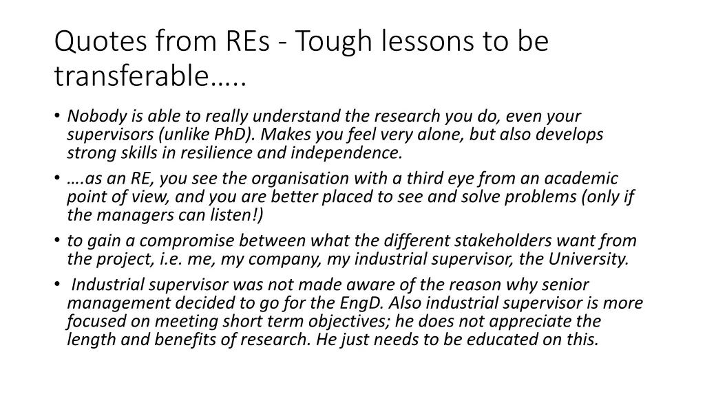 quotes from res tough lessons to be transferable