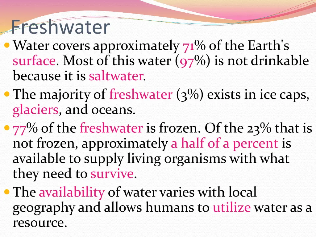 freshwater water covers approximately