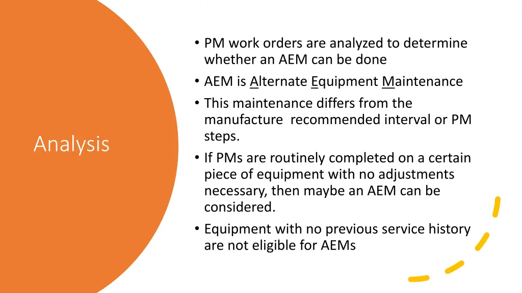 pm work orders are analyzed to determine whether