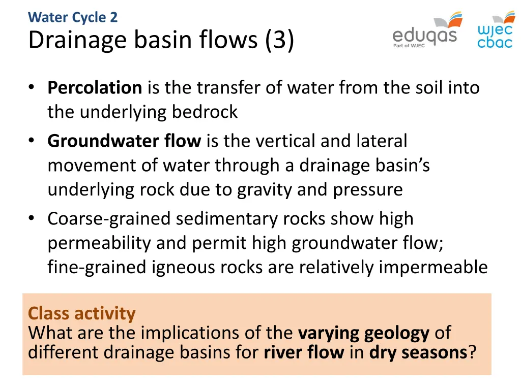 water cycle 2 drainage basin flows 3