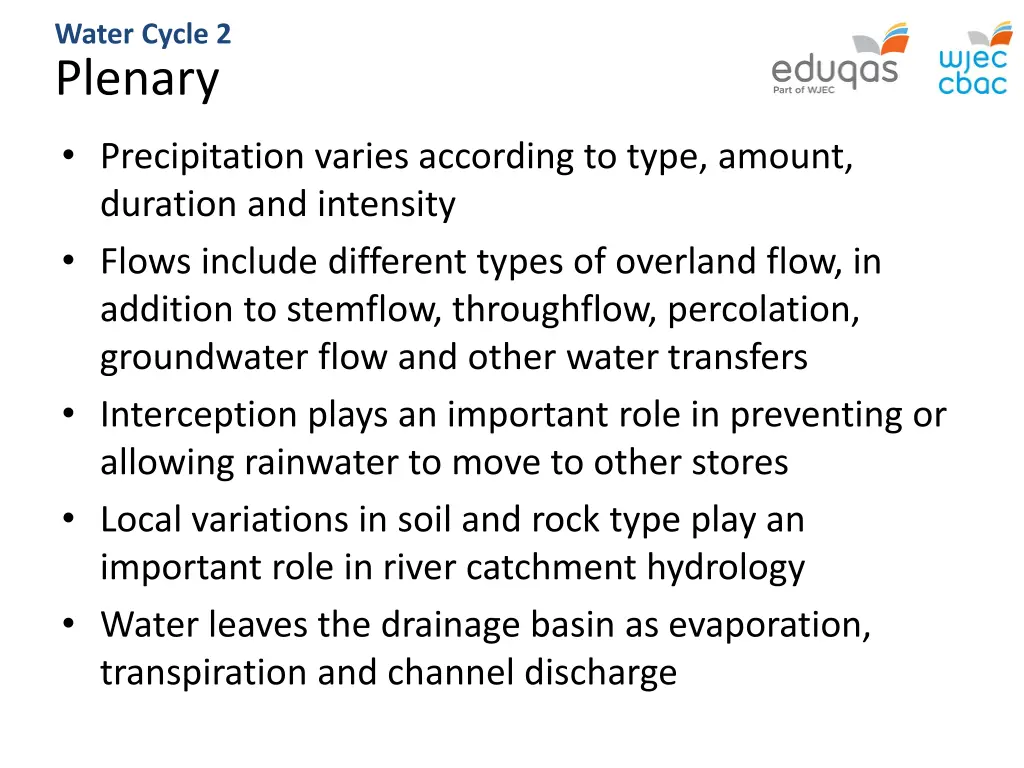 water cycle 2 plenary