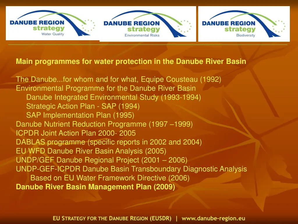 main programmes for water protection