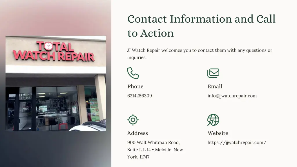 contact information and call to action