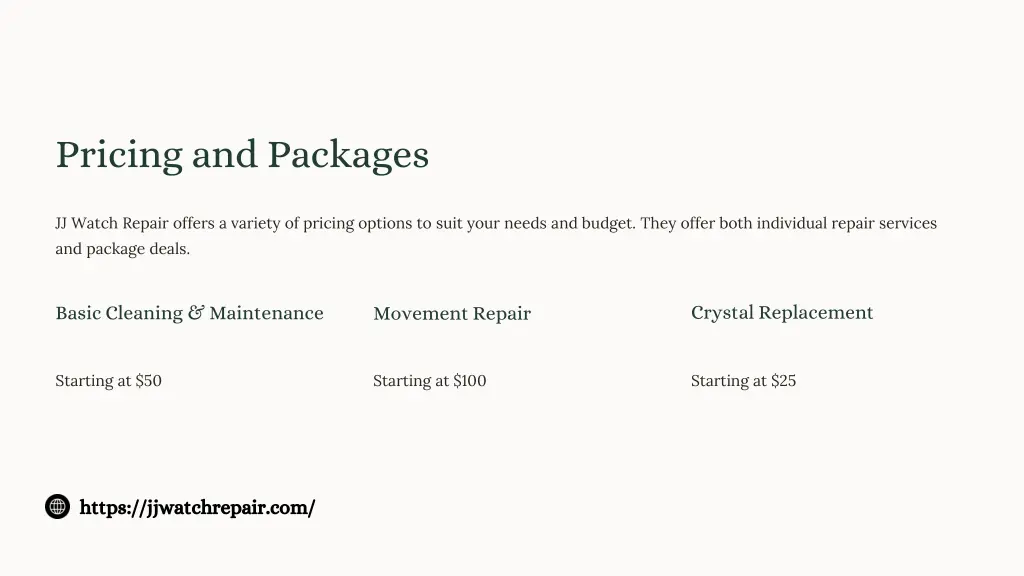 pricing and packages