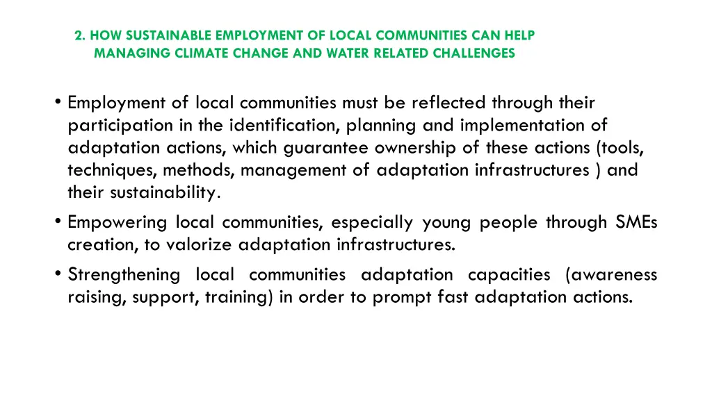 2 how sustainable employment of local communities