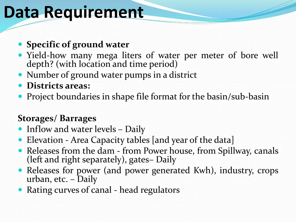 data requirement 1