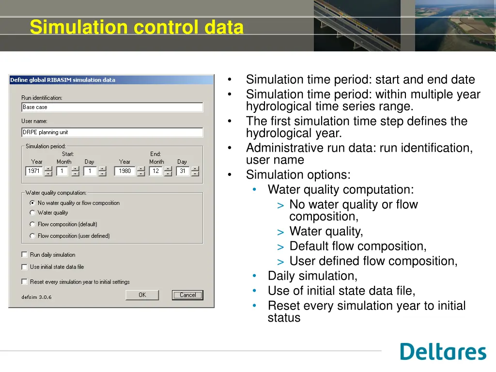 simulation control data