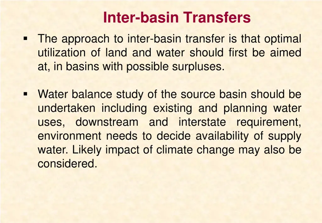 inter basin transfers