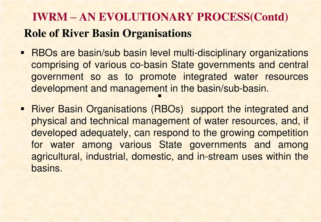 iwrm an evolutionary process contd role of river