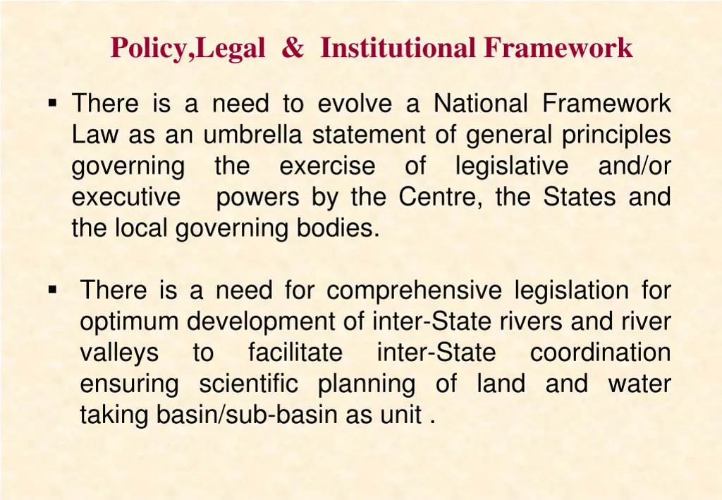 policy legal institutional framework