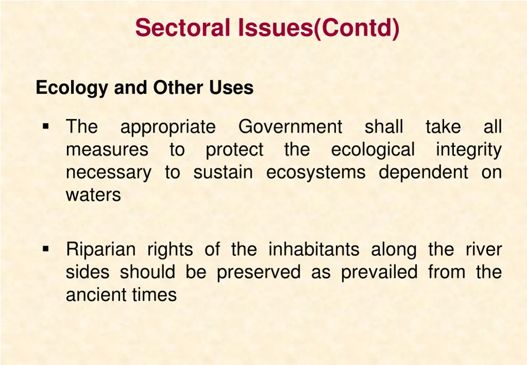 sectoral issues contd 1