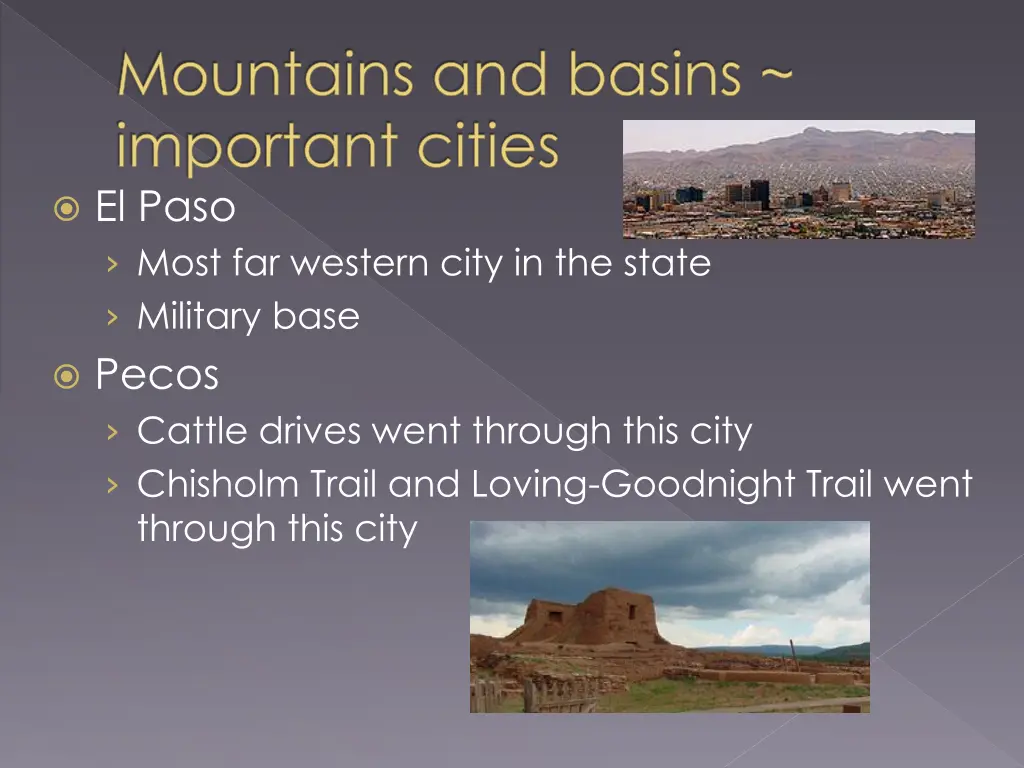 mountains and basins important cities el paso