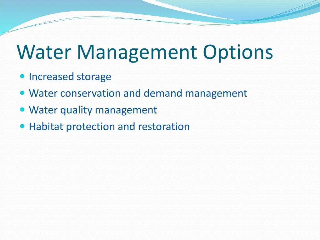 water management options